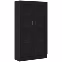 Ce cabinet de rangement en bois d'ingénierie noir mat est un ajout stylé pour tes espaces intérieurs. Il mélange esthétique m ...