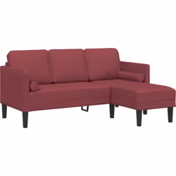 Ce canapé d'angle 3 places allie style et confort, parfait pour tout salon élégant ou un espace lounge. Revêtu d'un tissu rou ...