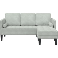 Canapé 3 places avec chaise L en velours gris clair 160 cm vidaXL