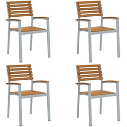 vidaXL Ensemble de 4 chaises de jardin en Gris Bois Acacia et Acier