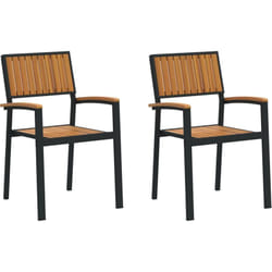 Vidaxl - Chaises d'extérieur 2 pcs En bois massif d'acacia et métal empilables noires