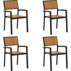Vidaxl - Chaises d'extérieur 4 pcs Empilables en Bois d'Acacia Noir et Métal