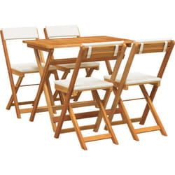 Ensemble Bistro Pliable 5 Pièces avec Coussins en Bois Massif d'Acacia Vidaxl