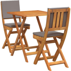 Vidaxl - Ensemble de bistro pliant 3 pièces avec coussins, bois d'acacia massif