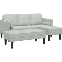 Vidaxl - Canapé de Jardin avec Banc et Coussins Siège en l Velours Gris Clair, Canapé 3 places avec Chaises Longues en l gris clair 160 cm Velours,