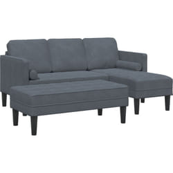Vidaxl - Canapé de jardin avec banc et coussins en velours gris foncé