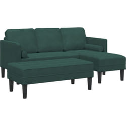 Vidaxl - Canapé de jardin avec banc et coussins en velours vert foncé
