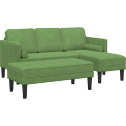 Canapé de jardin avec banc et coussins en velours vert clair en l Vidaxl