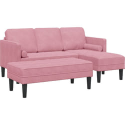 Vidaxl - Canapé de jardin avec banc et coussins en velours rose