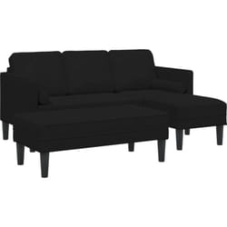 Vidaxl - Canapé de jardin avec banc et coussins en velours noir