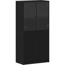 Highboard avec portes en chêne noir 68x37x142 cm en bois d'ingénierie Vidaxl