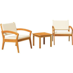 Ensemble Bistro 3 pièces avec coussins - Bois d'acacia massif vidaXL