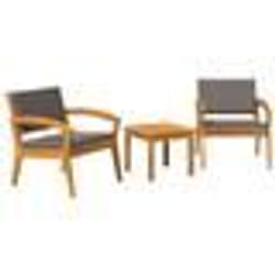 vidaXL Ensemble Bistro 3 Pièces avec Coussins, en Bois d'Acacia Massif