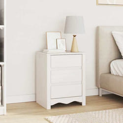 Cabinet De Chevet Blanc 45 X 35 X 56 Cm Bois Massif En Pin Vidaxl