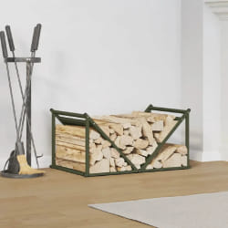 vidaXL Portant bois chauffage vert olive 70x43x34,5 cm