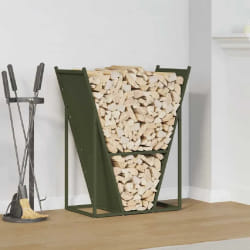 vidaXL Portant bois chauffage vert olive 69,5x35x81 cm