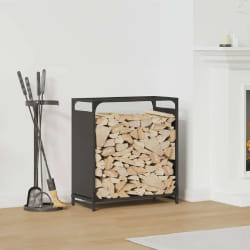 vidaXL Portant de bois chauffage noir 60x28x65 cm