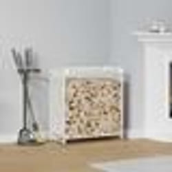 vidaXL Portant de bois chauffage blanc 60x28x65 cm support à bûches de cheminée support à bûches support à bûches 864200