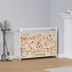 vidaXL Portant de bois chauffage blanc 90x28x65 cm support à bûches de cheminée support à bûches support à bûches 864204