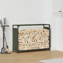 vidaXL Porte-bois de chauffage 90x28x65 cm - Vert olive