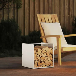 vidaXL Porte-bois de chauffage 40x40x40 cm - Blanc