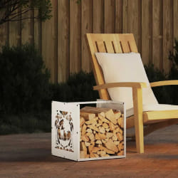 vidaXL Porte-bois de chauffage 40x40x40 cm - Blanc