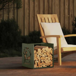 vidaXL Porte-bois de chauffage 40x40x40 cm - Vert olive