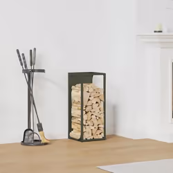 vidaXL Portant de bois chauffage vert olive 25x25x60 cm support à bûches de cheminée support à bûches support à bûches 864262