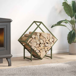 Portant de bois chauffage vert olive 60x25x60 cm - Vidaxl