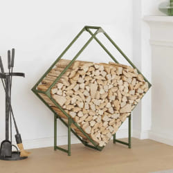 vidaXL Porte-bois de chauffage 100x25x100 cm - Vert olive