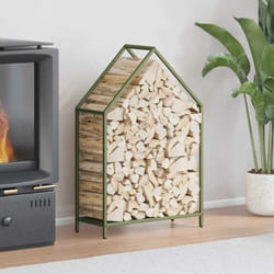 Portant de bois chauffage vert olive 60x25x90 cm - Vidaxl