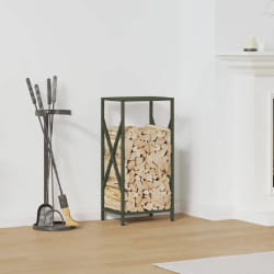 vidaXL Portant bois chauffage vert olive 34x25x70 cm