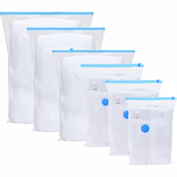 Cet ensemble de sacs de rangement sous vide a dix sacs solides en trois tailles, parfaits pour ranger des vêtements, des couv ...