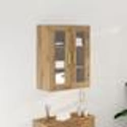 Buffet bas - vidaXL - Chêne massif - Portes en verre - Finition laquée - Marron