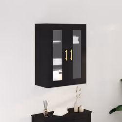 Buffet bas - vidaXL - Chêne noir - Étagères intégrées - Bois dingénierie - Verre