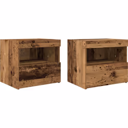Cet ensemble de tables de chevet rustiques allie style et utilité, fait en bois massif récupéré pour embellir ta chambre. Ave ...