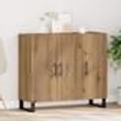 Bahut contemporain - vidaXL - Bois massif - 3 portes - Accents métal noir