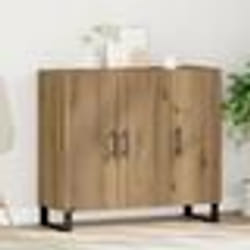 Bahut contemporain - vidaXL - Bois massif - 3 portes - Accents métal noir