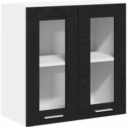 Cette armoire de cuisine suspendue en chêne noir mixe un design moderne avec des solutions de rangement pratiques. Idéale pou ...