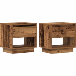 Cet ensemble de tables de chevet a un joli look rustique en bois massif recyclé, parfait pour apporter charme et praticité à  ...