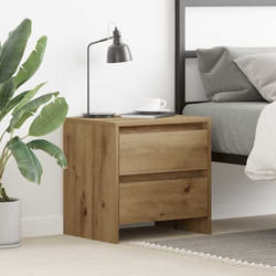 vidaXL Table de Chevet Minimaliste en Chêne avec Rangement Tiroirs en Bois Massif Modernes Idéaux pour les Chambres 863355