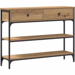 Cette table de console associe un style industriel à un design pratique, avec une finition en chêne artisan et un acier robus ...