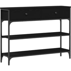 Table Console Noir Chêne 100x25x75 cm Bois Ingénierie et Acier vidaXL