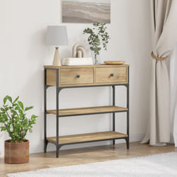 Table Console en Chêne Artisan 72,5x25x75 cm Bois d'ingénierie et Acier vidaXL