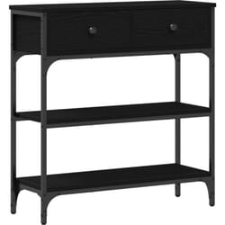 Table Console Noir Chêne 72,5x25x75 cm Bois d'ingénierie & Acier Vidaxl