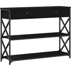 Table Console Noir Chêne 100x28x75 cm Bois d'ingénierie et Acier Vidaxl