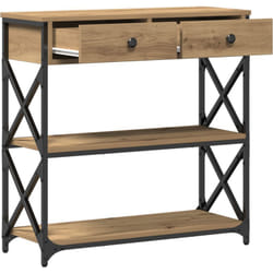 Table basse Artisan en chêne 75x28x75 cm en bois d'ingénierie et acier Vidaxl