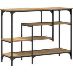 Table console en chêne artisanal 100x35x75 cm en bois d'ingénierie et acier vidaXL