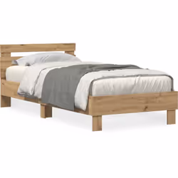 Ce cadre de lit moderne en chêne massif allie style et praticité, parfait pour être le point central de la chambre. Fait en c ...