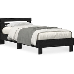 Cadre de Lit avec Lumières LED Chêne Noir 90x190 cm Bois D'ingénierie vidaXL